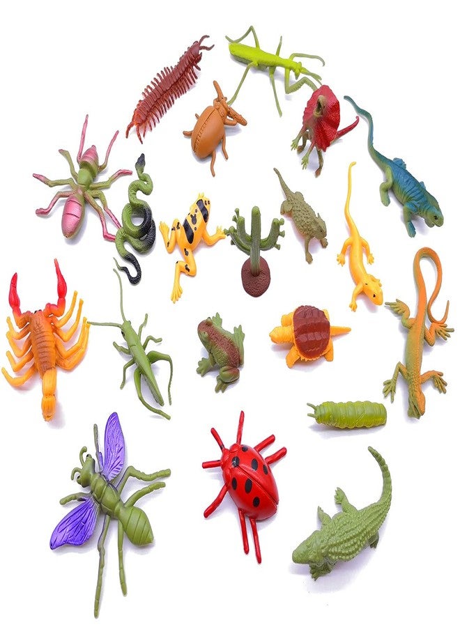 Guaishou 20pcs Realistic Bugs Plastic Insects Animals Figures Toys Contains Ladybugs Caterpillars Beetles Mantises Scorpions Lizards Snakes Frogs Ants - Image 2